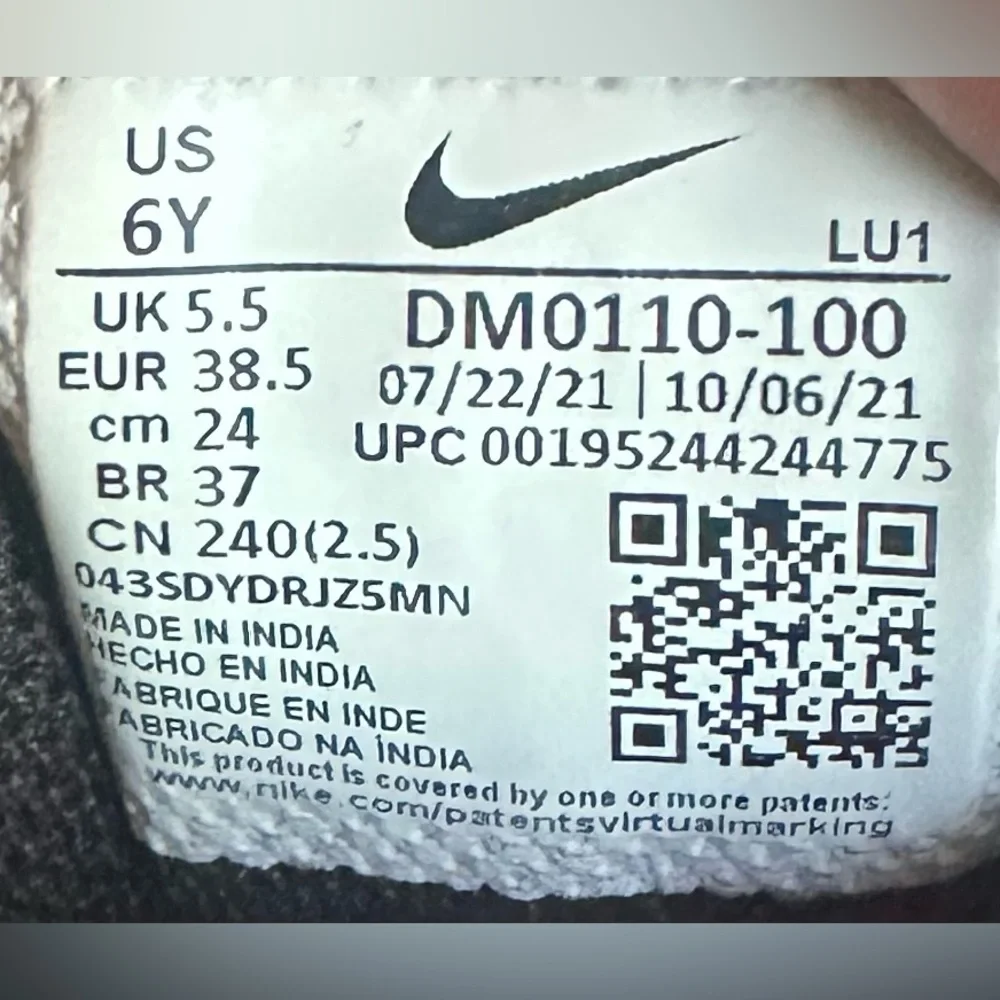 Nike Court Borough 2 Low White Very Berry Shoes Youth Size 6.0Y #DM0110-100